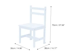 Teamson Kids Kinder Holzschreiber Stühle Set mit Aufbewahrung auf dem Tisch Weiß