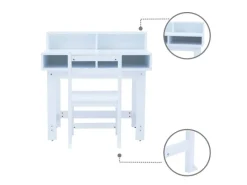 Teamson Kids Kinder Holzschreiber Stühle Set mit Aufbewahrung auf dem Tisch Weiß