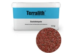 Terralith Außen-Fassadenfarben^Buntsteinputz Mosaikputz 2mm -15 kg- BSP07 Weiss Rot Schwarz