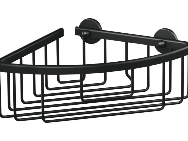 Tesa Regale Schwarz|Aufbewahrung^Aluxx Eckduschkorb Schwarz Matt inkl. Klebelösung