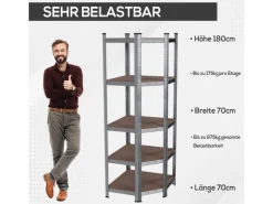Tronitechnik Metallregale|Kellerregale^Schwerlastregal Kellerregal Lagerregal 40 X 40 X 70 X 70 X 180 Cm Stahlgestell Bis 875 Kg 5 Ablagen