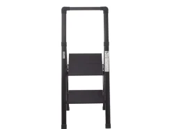 TRUTZHOLM Alu Trittleiter 2 Stufig Klappbar Handlauf 150kg Anti Rutsch Trittflächen TÜV GS Schwarz