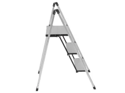 TRUTZHOLM Klapptritte^Alu Trittleiter 3 Stufig Klappbar 150kg Anti Rutsch Trittflächen TÜV GS Silber