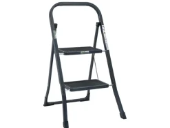 TRUTZHOLM Leitern^Trittleiter 2 Stufen Klappbar TÜV/GS 150 kg Anti-Rutsch Trittflächen Anthrazit