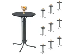TRUTZHOLM Tische^10x Stehtisch Klappbar Durchmesser 70 cm Höhe 110 cm Stahl Anthrazit