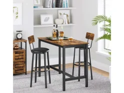 Vasagle Barhocker 2er Set mit PU-Bezug Braun-Schwarz