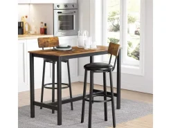 Vasagle Barhocker 2er Set mit PU-Bezug Braun-Schwarz