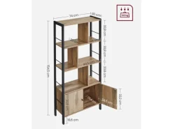 Bücherregale^Vasagle Bücherregal 4 Ebenen 74 cm x 154,5 cm x 30 cm Braun-Schwarz