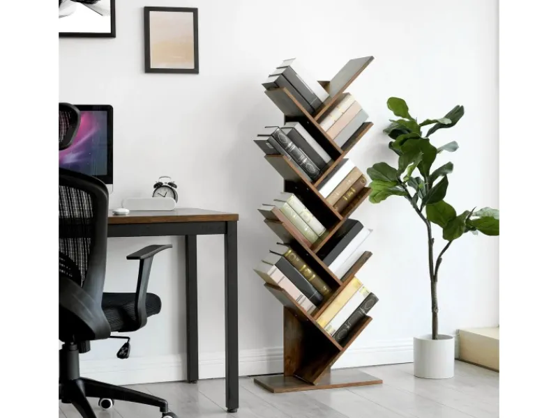 Bücherregale^Vasagle Bücherregal Baum-Form 25 cm x 50 cm x 141,5 cm Braun