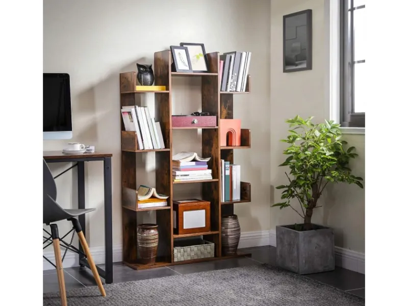 Vasagle Bücherregal Baum-Form 25 cm x 86 cm x 140 cm Vintagebraun