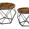 Tische^Vasagle Couchtisch 2er Set Tischplatte Abnehmbar Braun-Schwarz