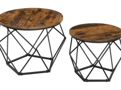 Tische^Vasagle Couchtisch 2er Set Tischplatte Abnehmbar Braun-Schwarz