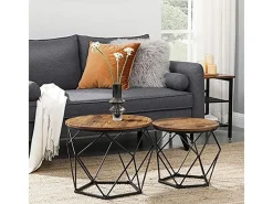 Tische^Vasagle Couchtisch 2er Set Tischplatte Abnehmbar Braun-Schwarz