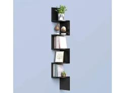 Wandregale|Regale Schwarz^Vasagle Eckbücherregal 5 Ebenen Wandmontage 20 cm x 20 cm x 126 cm Schwarz