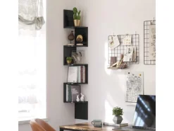 Wandregale|Regale Schwarz^Vasagle Eckbücherregal 5 Ebenen Wandmontage 20 cm x 20 cm x 126 cm Schwarz