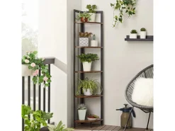 Eckregale^Vasagle Eckregal 5 Ablagen 30 cm x 30 cm x 150 cm Braun-Schwarz