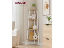 Vasagle Eckregal 33,4 cm x 33,4 cm x 125 cm Nature-Weiß
