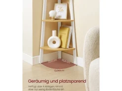 Vasagle Eckregal 33,4 cm x 33,4 cm x 125 cm Nature-Weiß