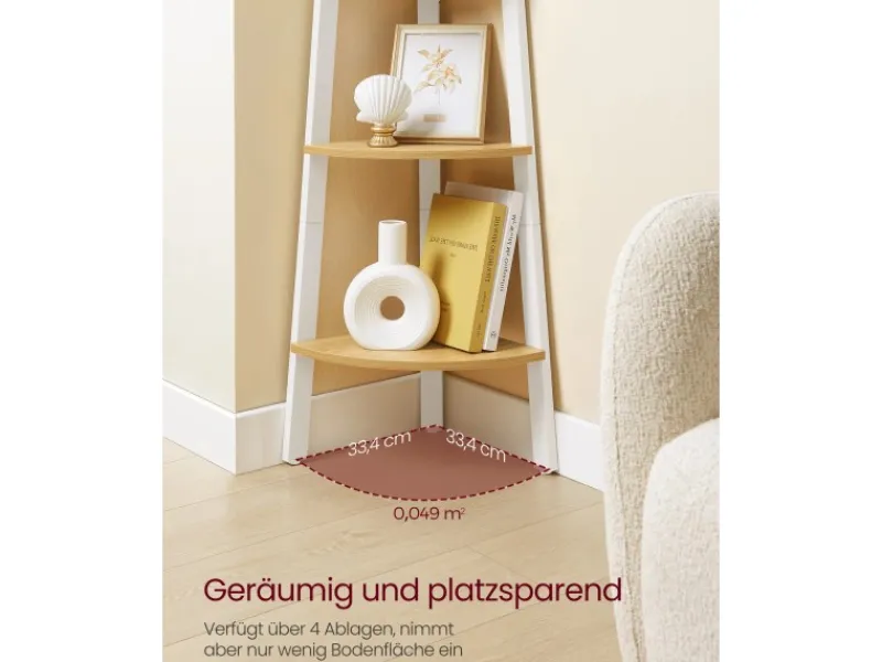 Vasagle Eckregal 33,4 cm x 33,4 cm x 125 cm Nature-Weiß