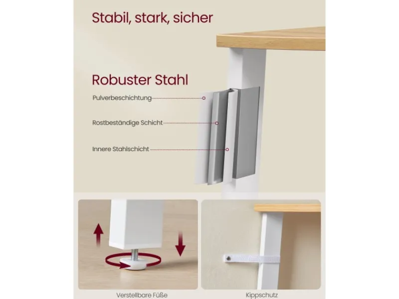 Vasagle Eckregal 33,4 cm x 33,4 cm x 125 cm Nature-Weiß