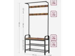 Vasagle Garderobenständer 84 cm x 183 cm x 33,7 cm Braun-Schwarz