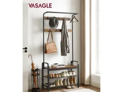 Vasagle Garderobenständer 84 cm x 183 cm x 33,7 cm Braun-Schwarz