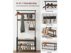Vasagle Garderobenständer 84 cm x 183 cm x 33,7 cm Braun-Schwarz