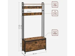 Vasagle Garderobenständer mit Sitzbank 30 cm x 85 cm x 180 cm Braun-Schwarz