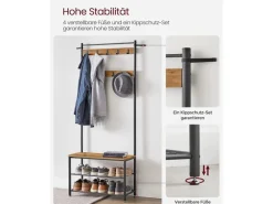Sitzbänke^Vasagle Garderobenständer 32 cm x 70 cm x 177 cm Braun-Schwarz