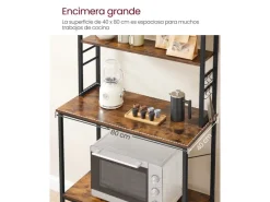 Regale Massivholz|Aufbewahrung^Vasagle Küchenregal 6 Ebenen und 6 Haken 40 cm x 80 cm x 167 cm Braun-Schwarz