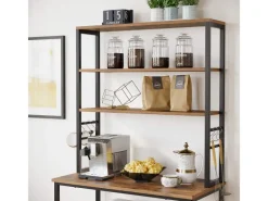 Regale Massivholz|Aufbewahrung^Vasagle Küchenregal 6 Ebenen und 6 Haken 40 cm x 80 cm x 167 cm Braun-Schwarz