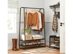 Vasagle Kleiderständer mit 2 Regalen 45 cm x 100 cm x 160 cm Braun-Schwarz