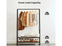 Vasagle Kleiderständer mit 2 Regalen 45 cm x 100 cm x 160 cm Braun-Schwarz