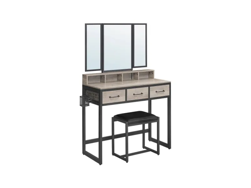 Vasagle Schminktisch mit Hocker Greige-Schwarz