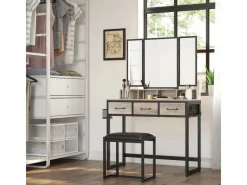 Vasagle Schminktisch mit Hocker Greige-Schwarz