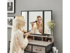 Vasagle Schminktisch mit Hocker Greige-Schwarz