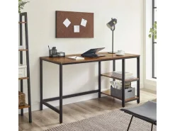 Tische^Vasagle Schreibtisch 2 Ablagen 60 cm x 140 cm x 75 cm Braun-Schwarz