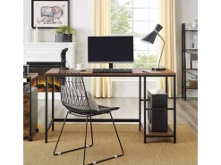 Tische^Vasagle Schreibtisch 2 Ablagen 60 cm x 140 cm x 75 cm Braun-Schwarz