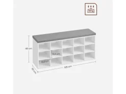 Regal Weiß|Sitzbänke^Vasagle Schuhbank mit Sitzkissen 30 cm x 105 cm x 48 cm Weiß-Grau