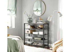 Vasagle Schuhregal 4 Ebenen 100 cm x 30 cm x 92,5 cm Grau-Schwarz