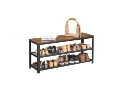 Vasagle Schuhregal 2 Gitterablagen 30 cm x 100 cm x 45 cm Braun-Schwarz