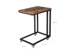 Vasagle Serviertisch mit Rollen 35 cm x 50 cm x 60 cm Braun-Schwarz