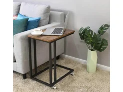 Vasagle Serviertisch mit Rollen 35 cm x 50 cm x 60 cm Braun-Schwarz