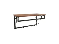 Vasagle Wandgarderobe 5 Haken und Regal 30 cm x 60 cm 31,7 cm Braun-Schwarz