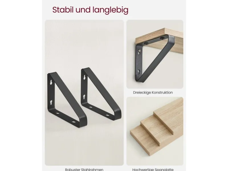 Vasagle Wandregal 3er Set Eiche Schwarz