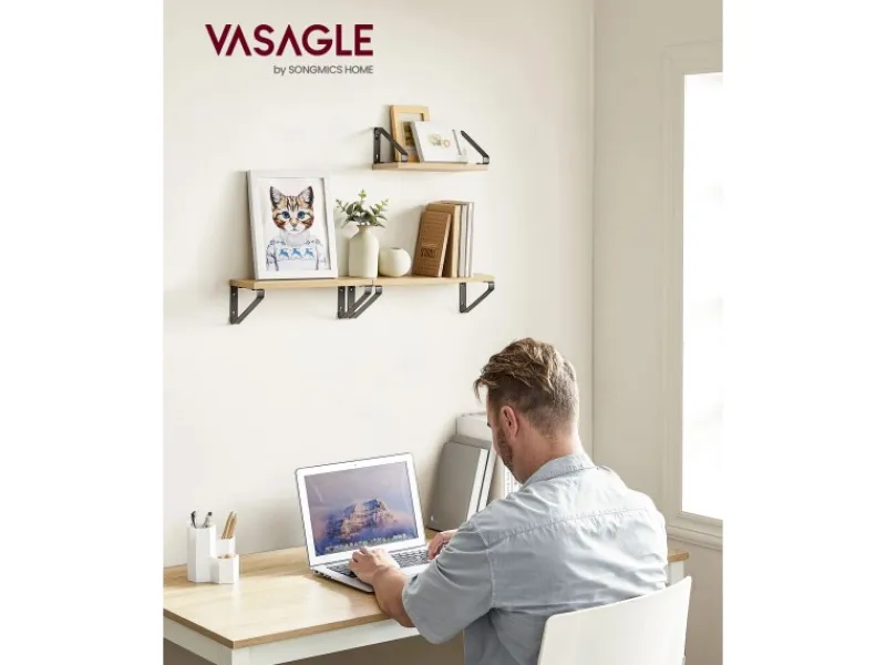 Vasagle Wandregal 3er Set Eiche Schwarz