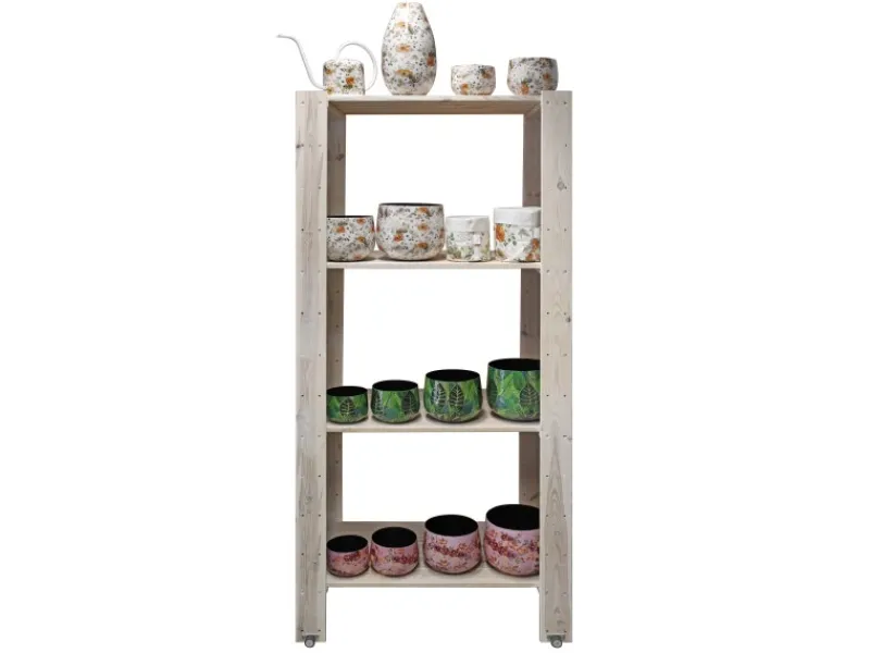 A.H.G. Vase Flora mit Blumenmuster Ø 15 cm x 28 cm Weiß