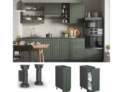 Schränke^Vicco Apothekerschrank Fame-Line Grün-Gold Landhaus/Anthrazit 30 cm ohne Arbeitsplatte