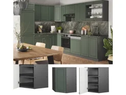 Vicco Eckhängeschrank Fame-Line Küchen-Eckschrank Grün-Gold Landhaus/Anthrazit 57 cm