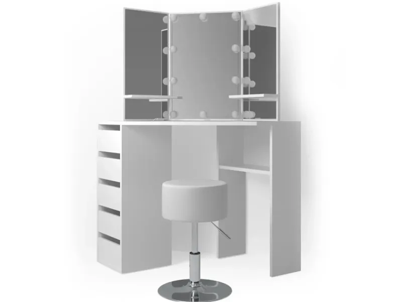 Vicco Eckschminktisch Arielle 110 cm mit Hocker